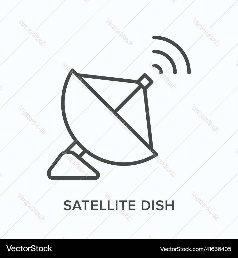 Satellite dish flat line icon outline Vector Image