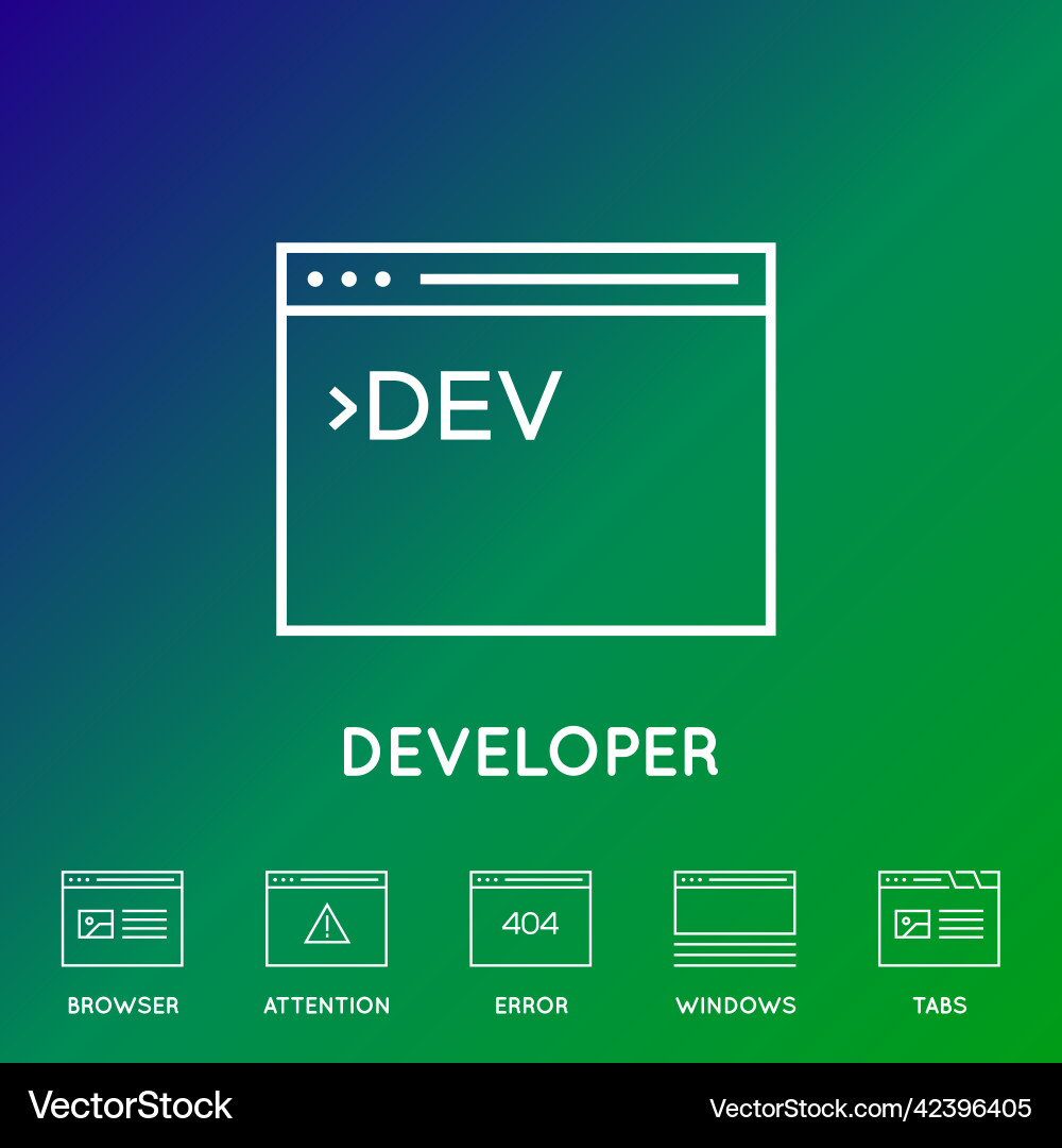 Set of minimal browser developing app and coding Set of minimal browser developing app and coding vector image
