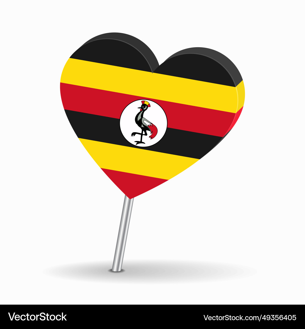 Ugandan flag heart-shaped map pointer layout Ugandan flag heart-shaped map pointer layout vector image