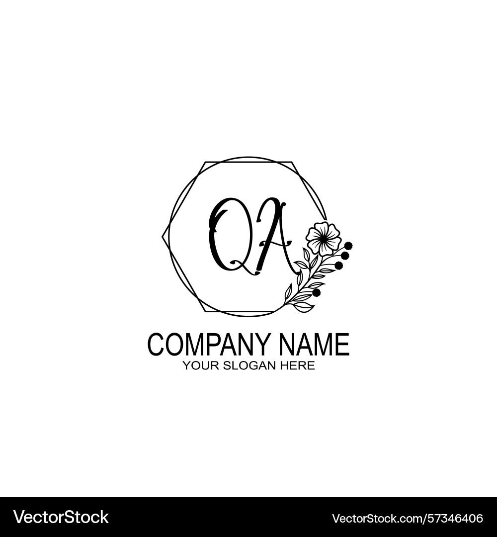 Elegant qa handwriting logo with floral Vector Image