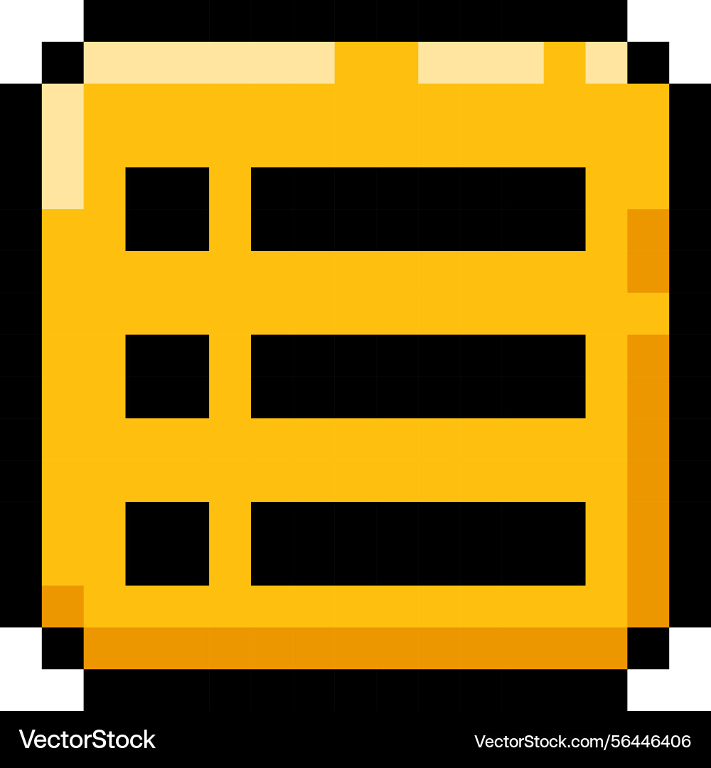 Menu button pixel art icon retro Menu button pixel art icon retro vector image