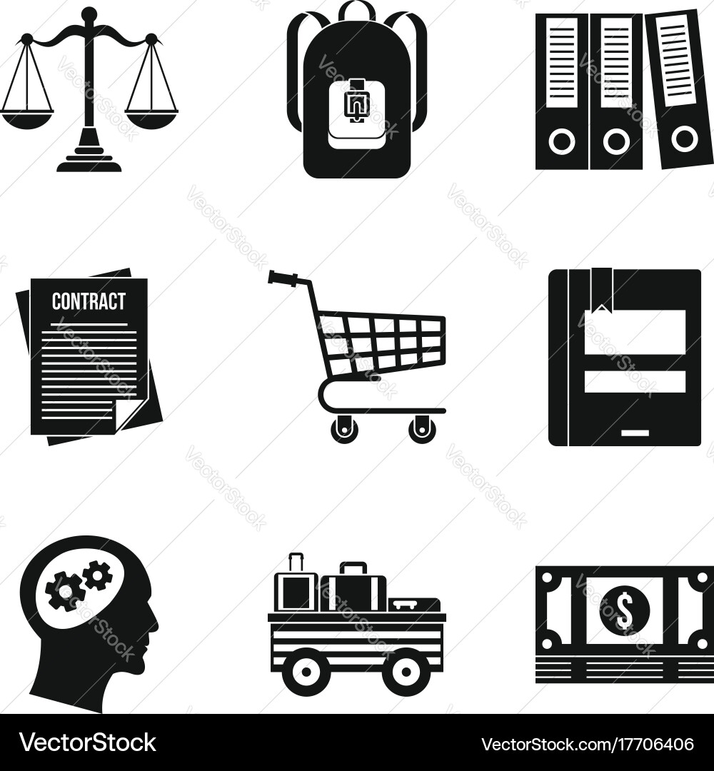Satchel icons set simple style Vector Image