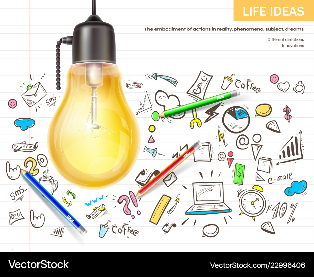 Visualizing ideas brainstorming realistic Visualizing ideas brainstorming realistic vector image