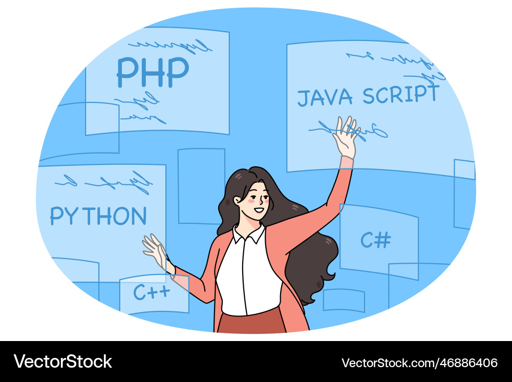 Woman Programmer Coding with Scripts vector image