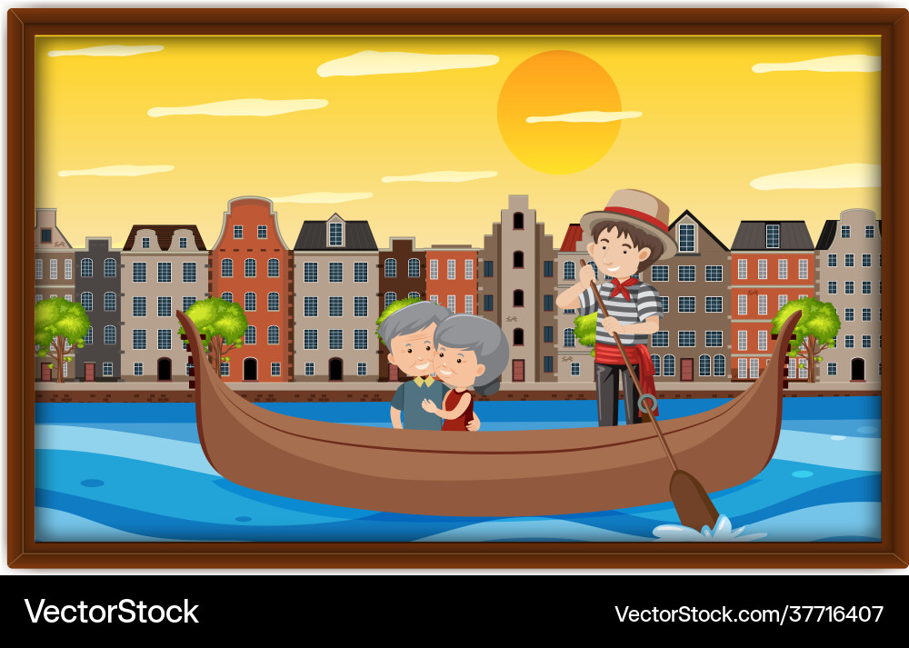 Ein bild altes paar auf gondola boot bei venice Ein bild altes paar auf gondola boot bei venice vektorbild