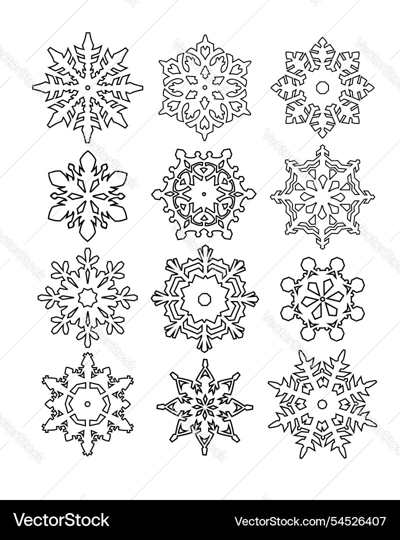 Geometric Snowflake Patterns vector image