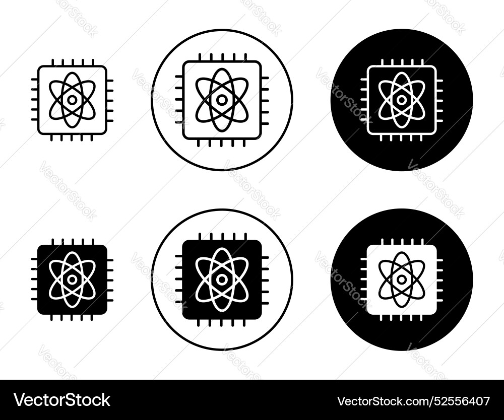 Quantum computing icon set on white background vector image