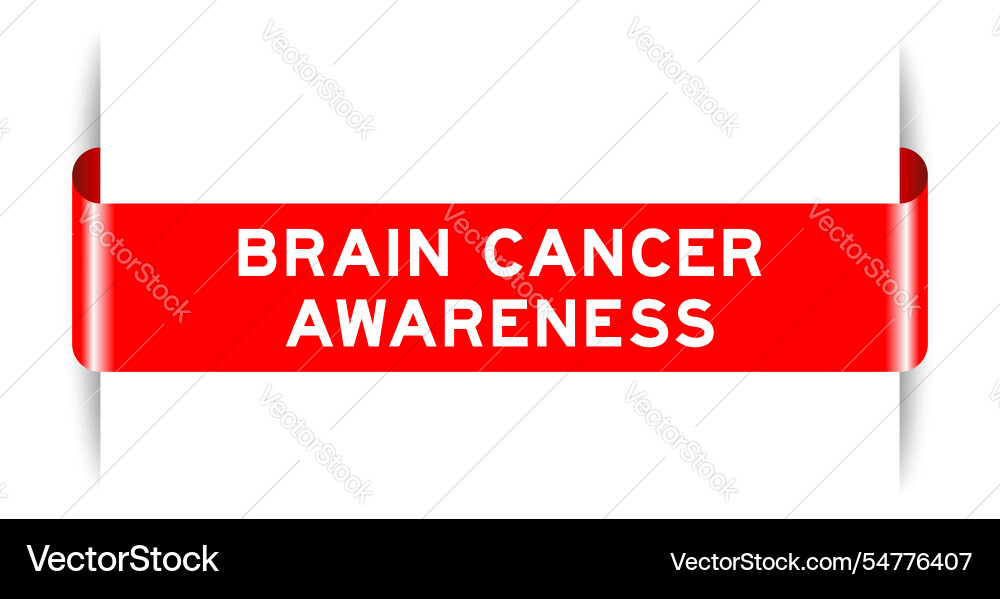 Red color inserted label banner with word brain Vector Image