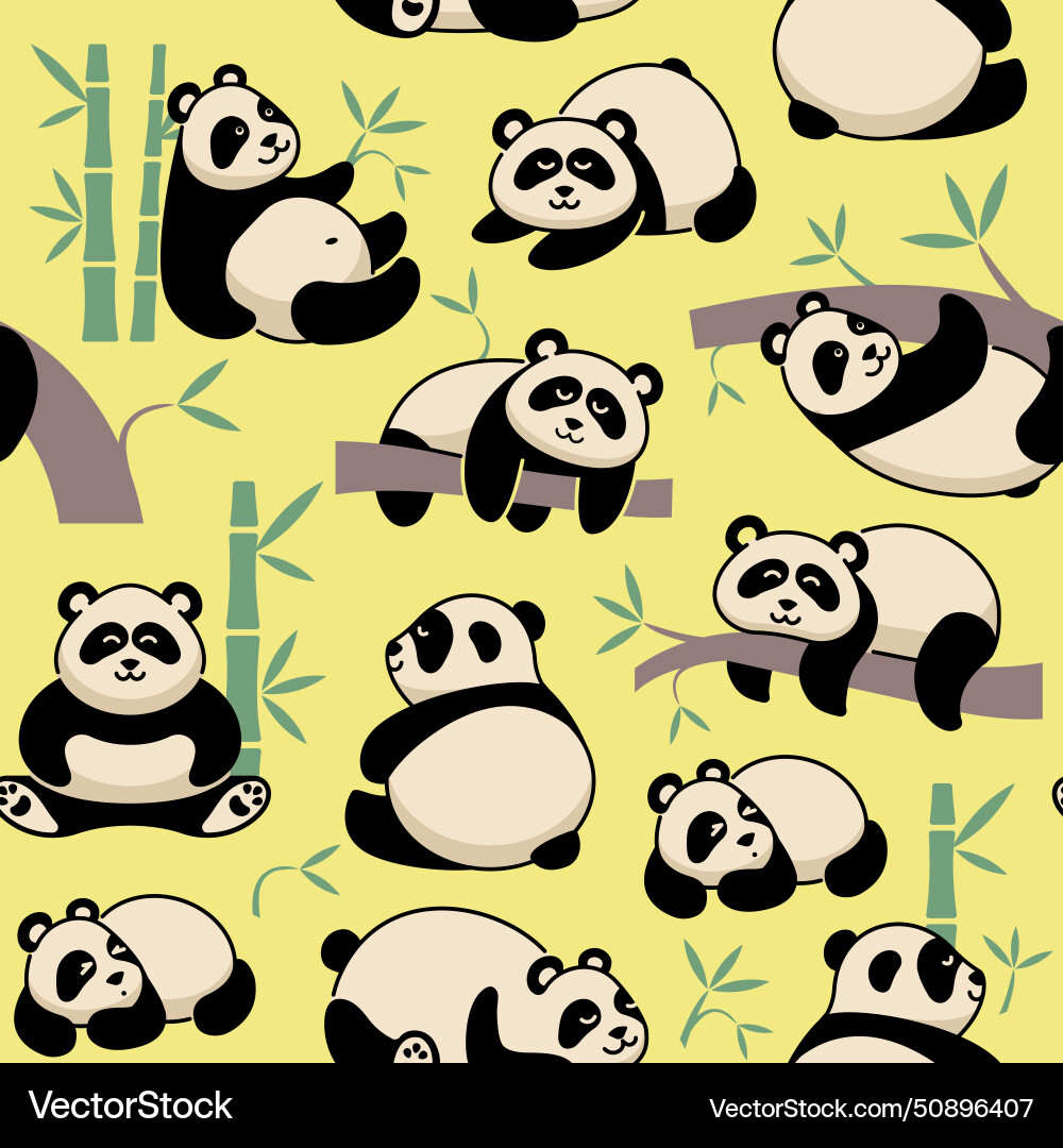 Seamless background with pandas in the jungle Seamless background with pandas in the jungle vector image