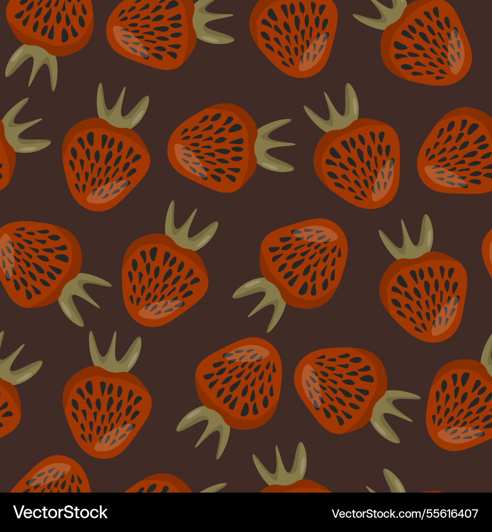 Seamless pattern with strawberry on color Vector Image