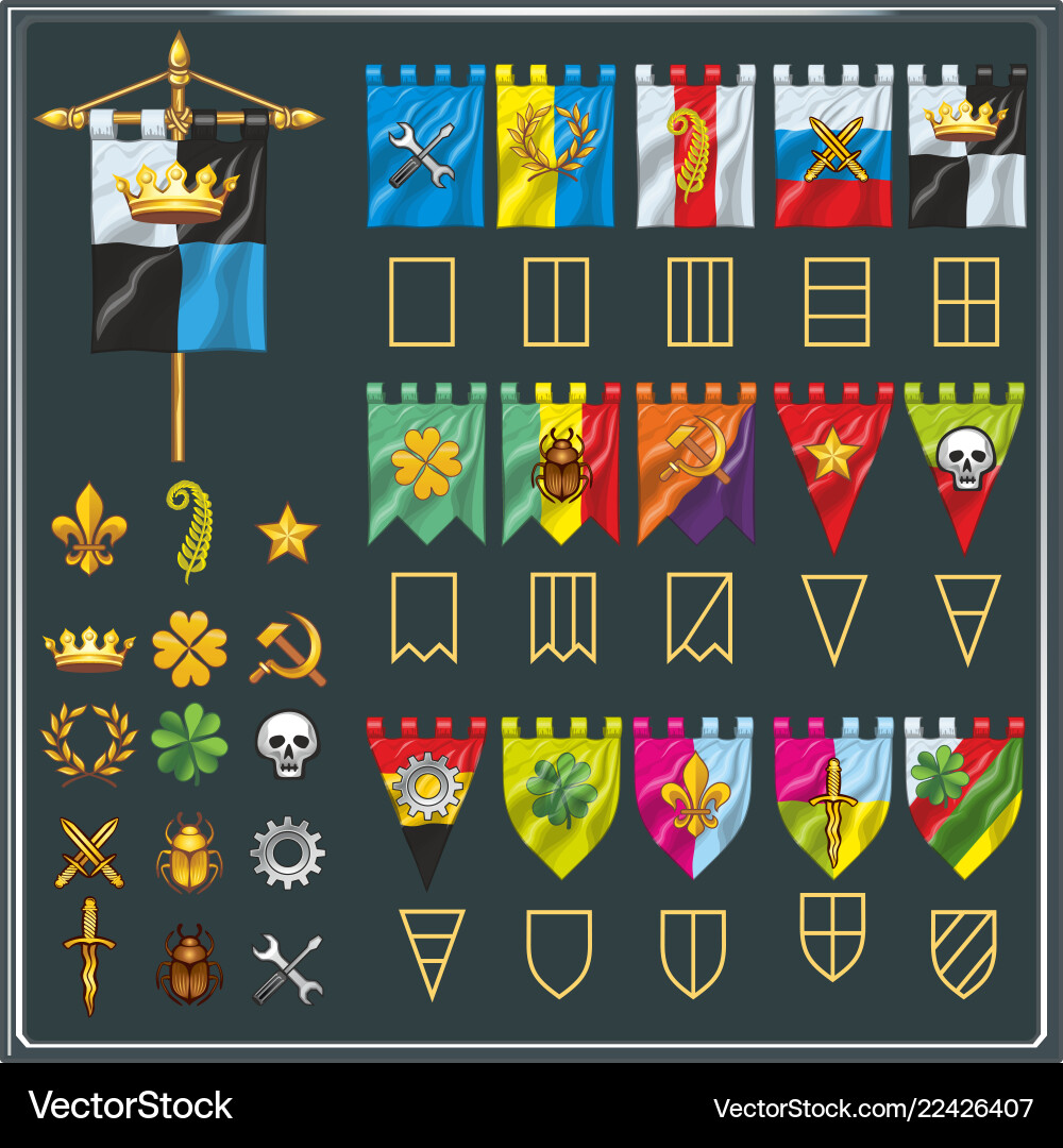 Set of different flag shapes symbol elements Set of different flag shapes symbol elements vector image