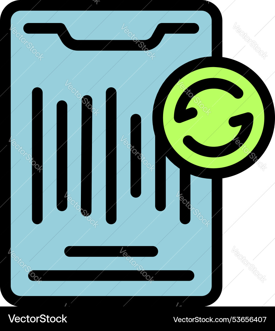 Smartphone displaying barcode with refresh icon Smartphone displaying barcode with refresh icon vector image