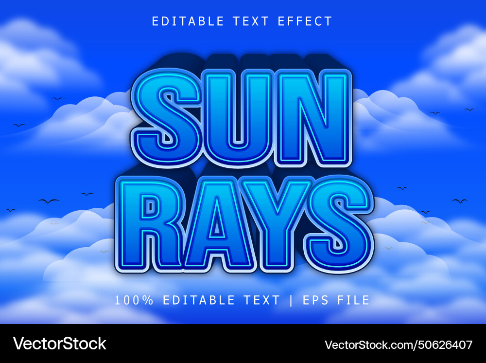 Sunrays editable text effect 3 dimension emboss Sunrays editable text effect 3 dimension emboss vector image