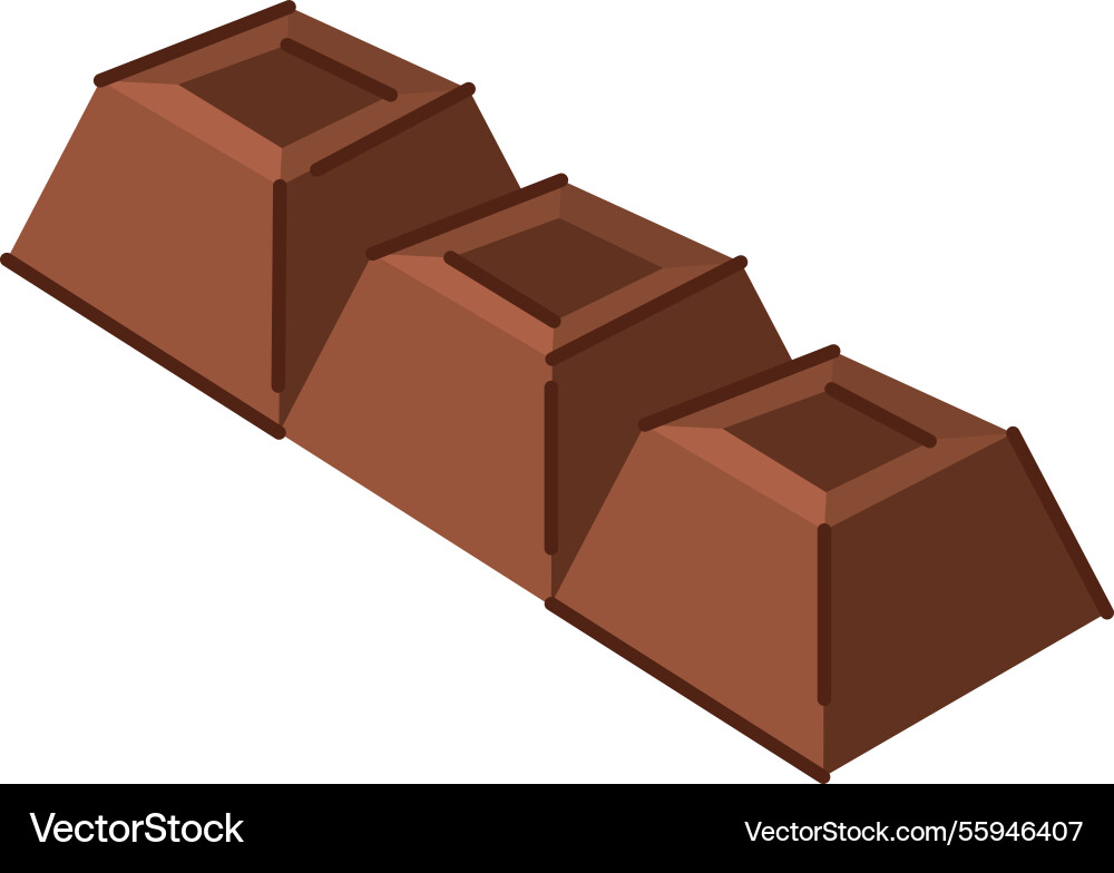 Three connected chocolate chunks in a row Vector Image