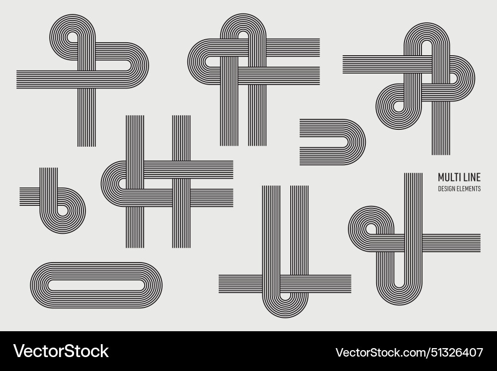 Various multi line design elements set Various multi line design elements set vector image