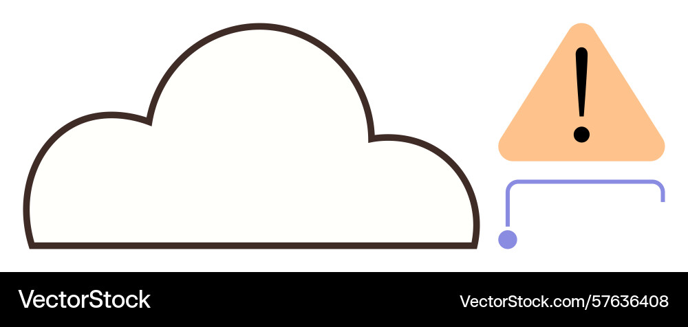 Cloud computing error warning with exclamation Cloud computing error warning with exclamation vector image