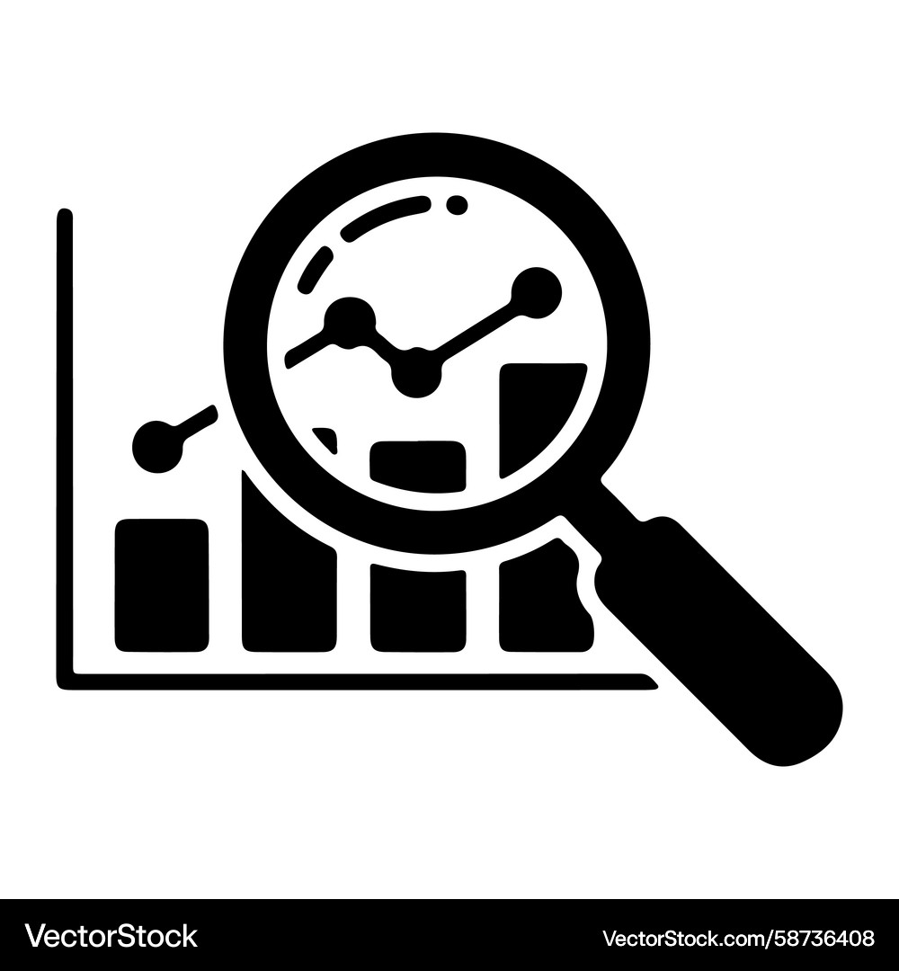 Magnifying Glass Over Bar Graph Vector Image