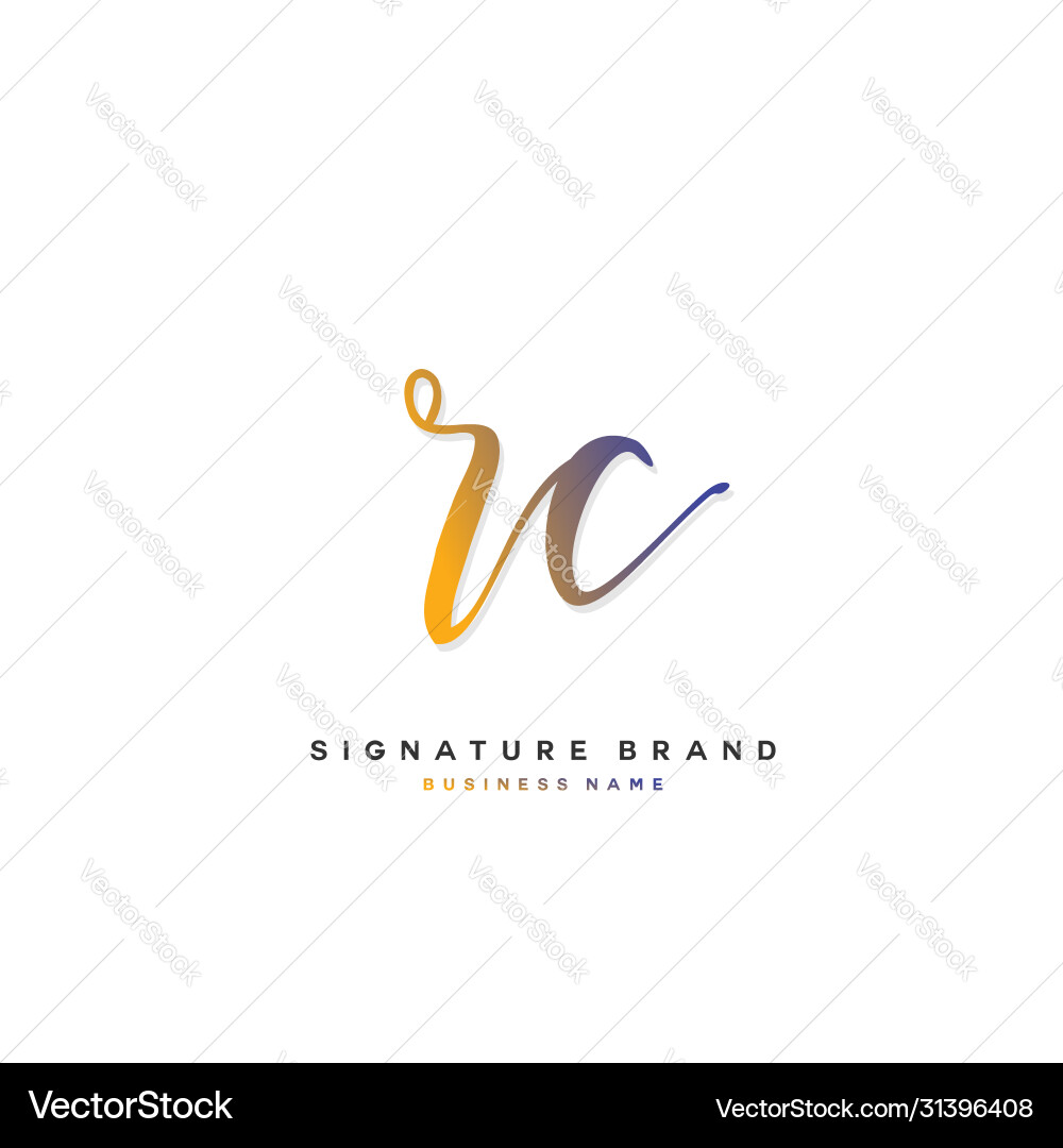R c rc initial letter handwriting and signature R c rc initial letter handwriting and signature vector image