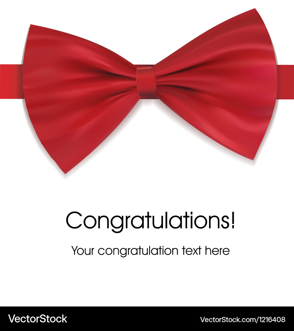 Red bow on ribbon with sample text Vector Image