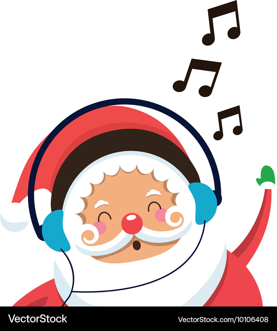 Santa claus listening to music icon Vector Image
