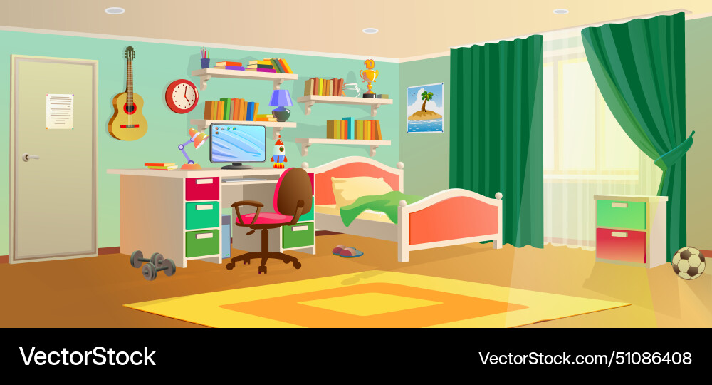 Teenager Zimmer Innendesign mit trendy Teenager Zimmer Innendesign mit trendy vektorbild