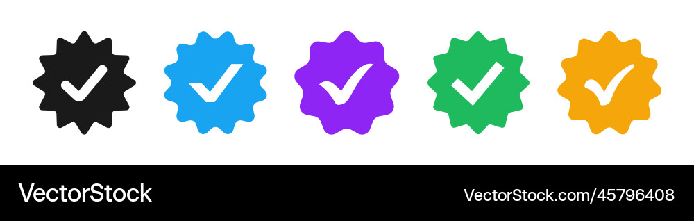 Verifizierte Checkmark Badge Icons Vektorbild