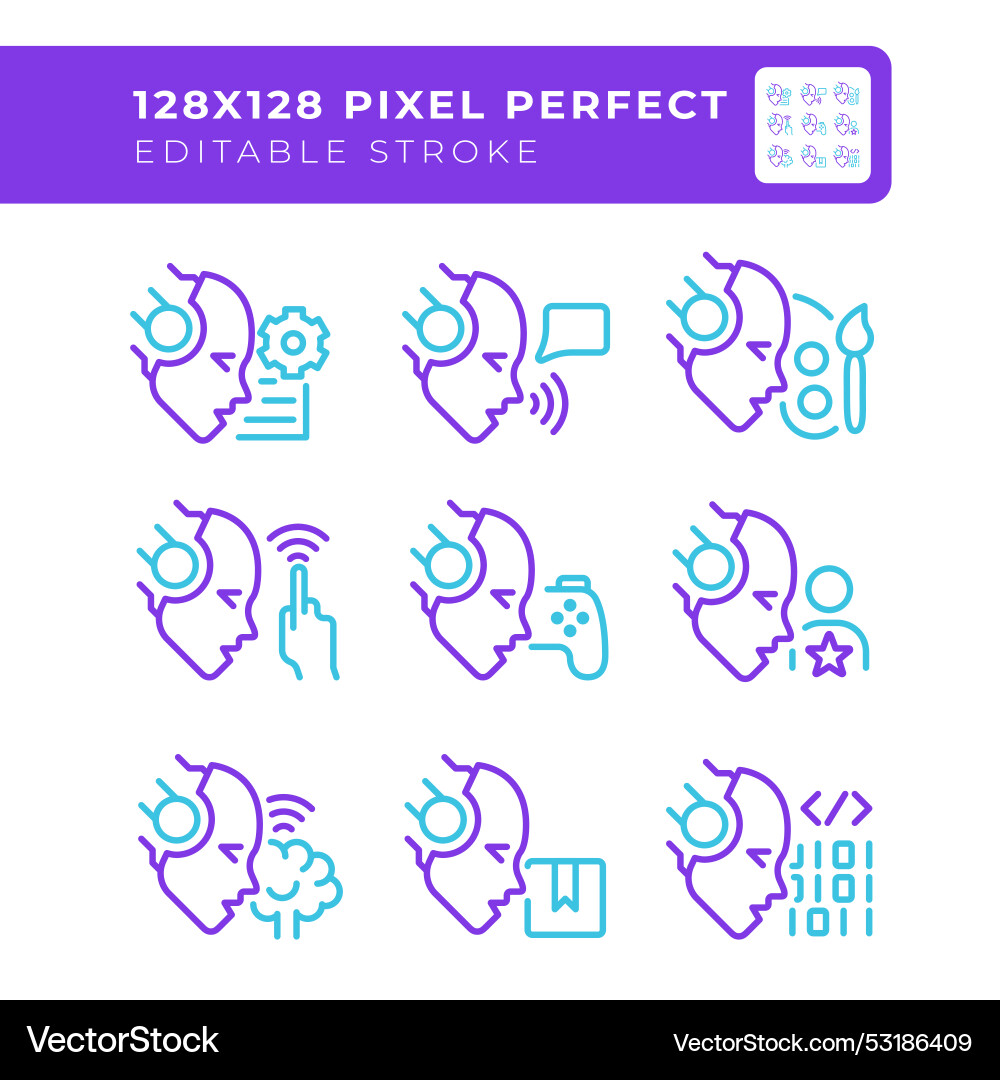 Ai usage two color line icons set vector image