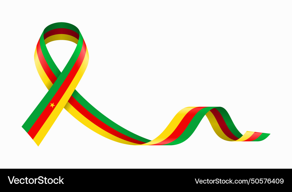 Cameroon flag stripe ribbon wavy background layout