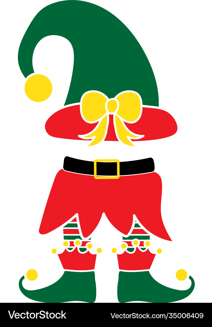 Christmas elf green hat isolated Vector Image