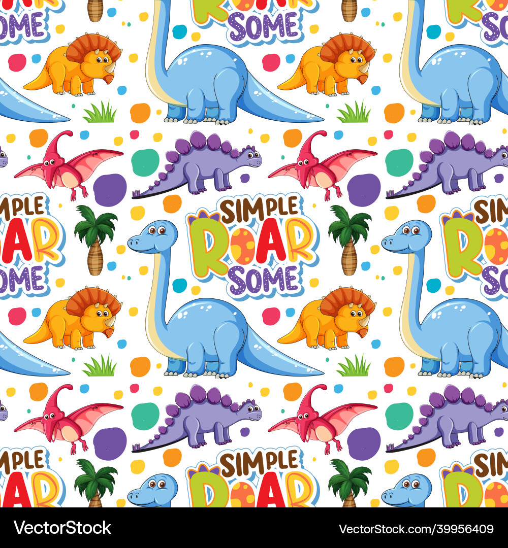 Cute Dinosaur Seamless Pattern vector image