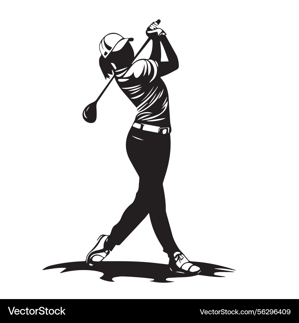 Female Golfer in Swing – Royalty-Free Vector | VectorStock, image size:1000x1080