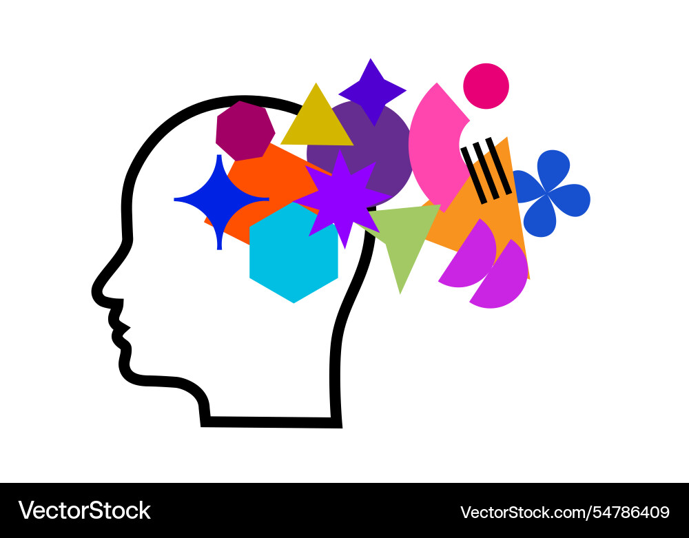 Human silhouette with colored figures Royalty Free Vector