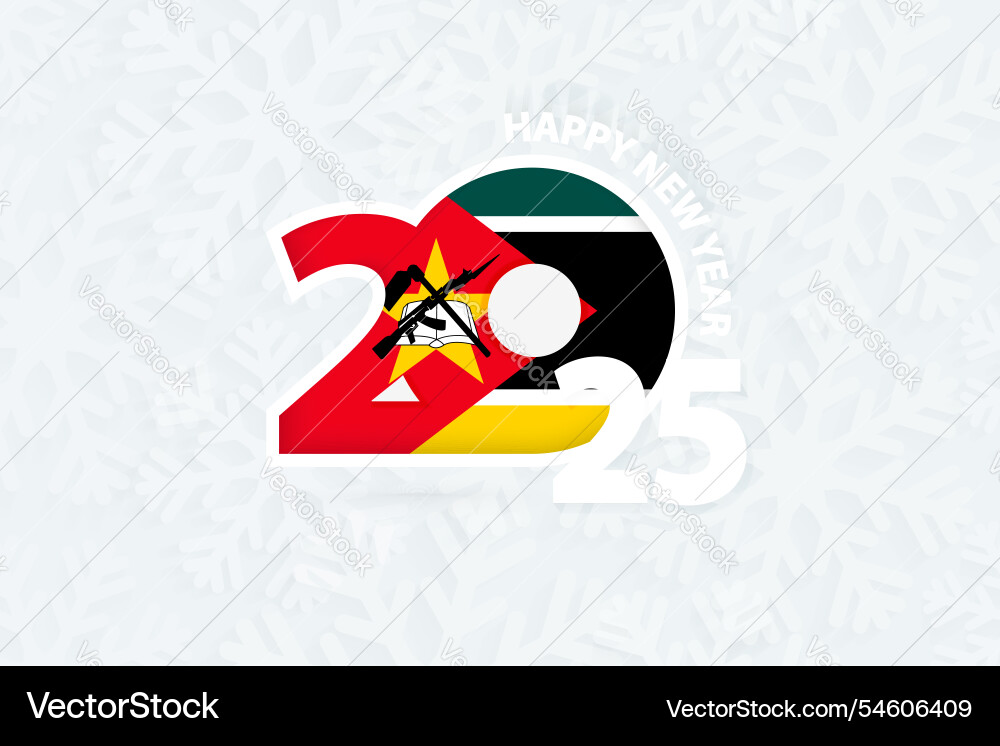 New year 2025 for mozambique on snowflake Vector Image