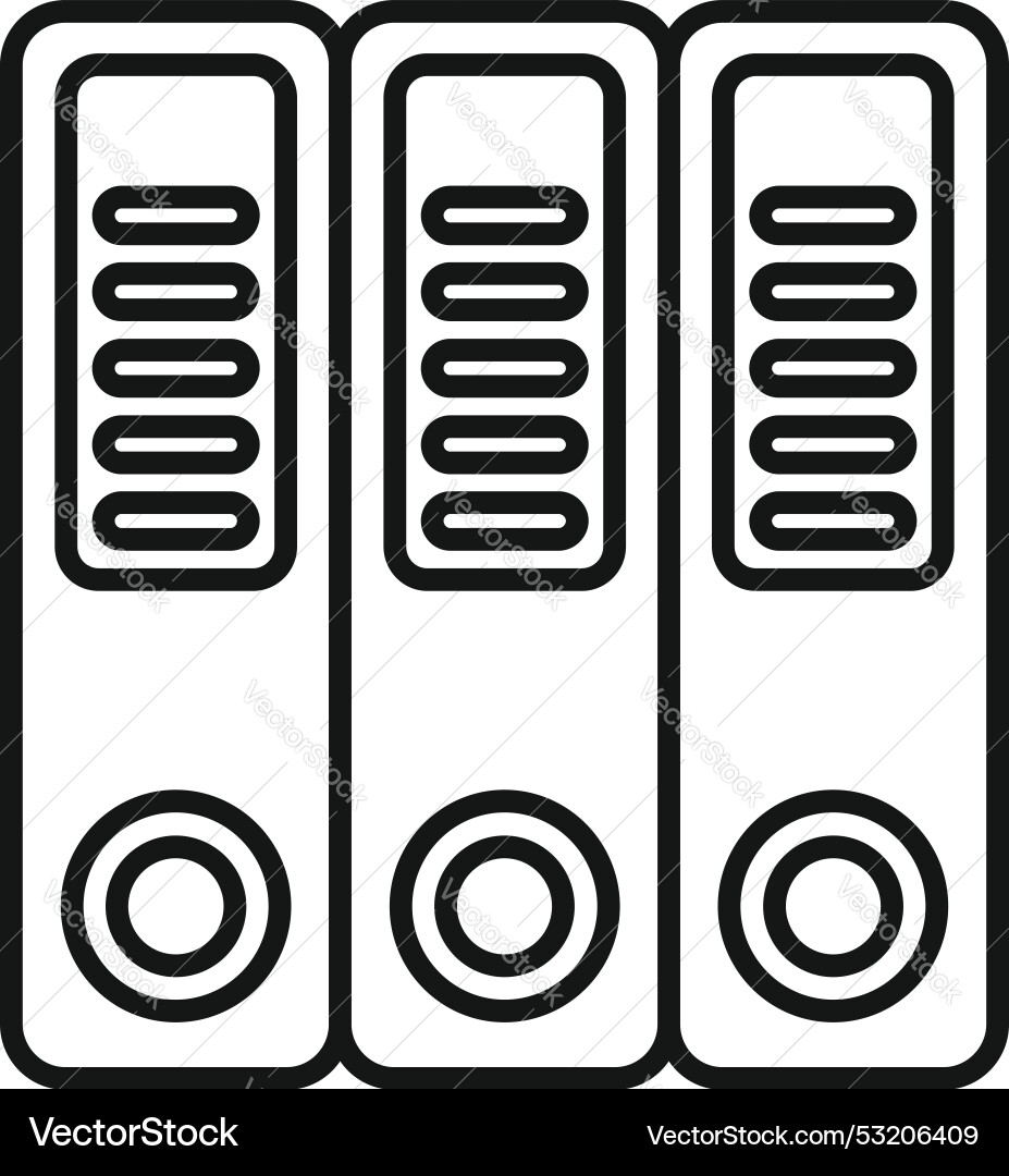 Office folders standing in a row icon thin line Office folders standing in a row icon thin line vector image