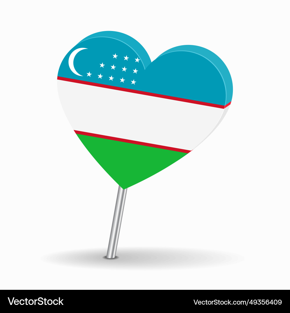 Uzbekistani flag heart-shaped map pointer layout Uzbekistani flag heart-shaped map pointer layout vector image