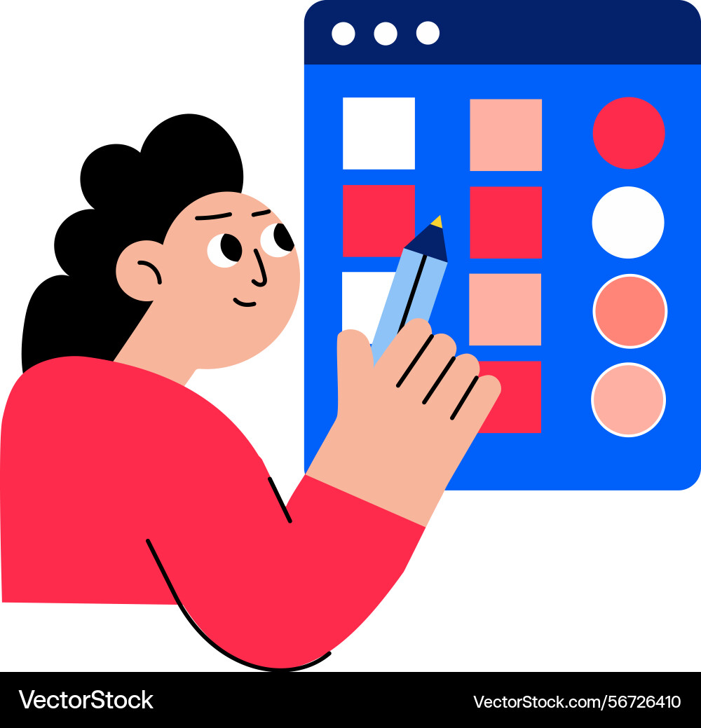A character choosing colour scheme flat vector image