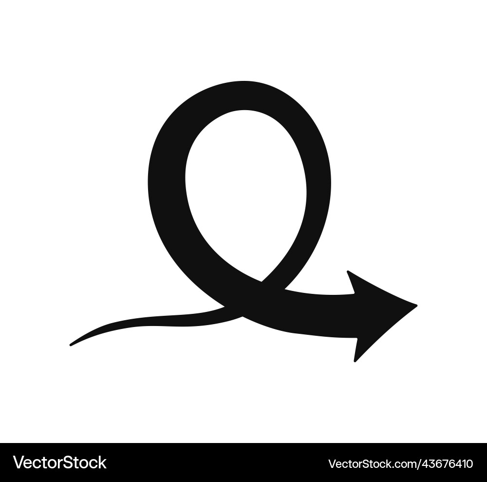 Bold Loop Arrow Doodle Icon Vector Image