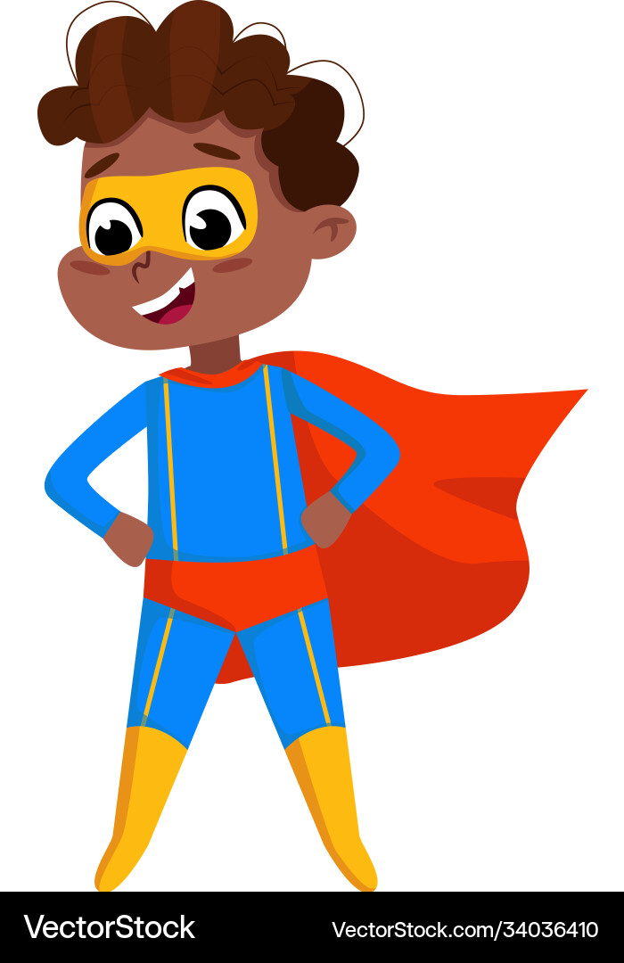 Cute African American Superhero Boy vector image