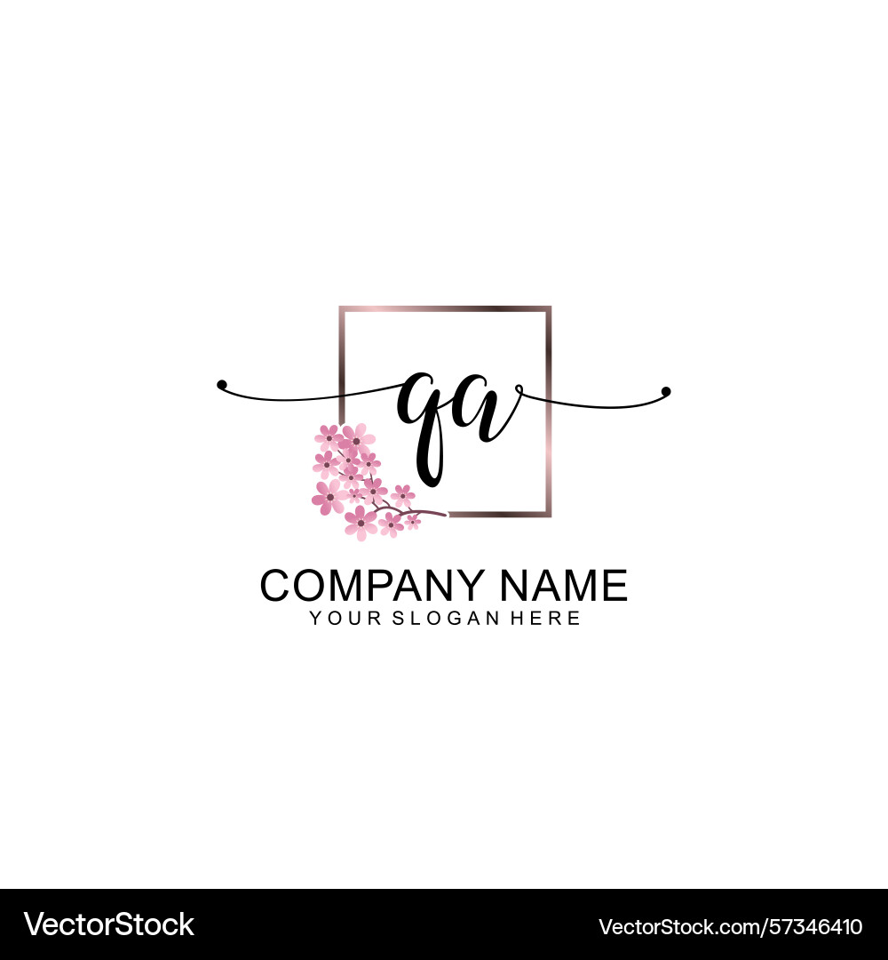 Feminine handwritten qa logo with elegant frame Vector Image