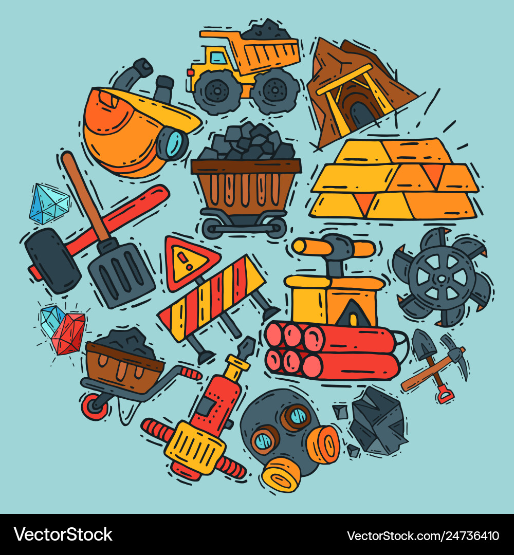 Mining industry round pattern Mining industry round pattern vector image