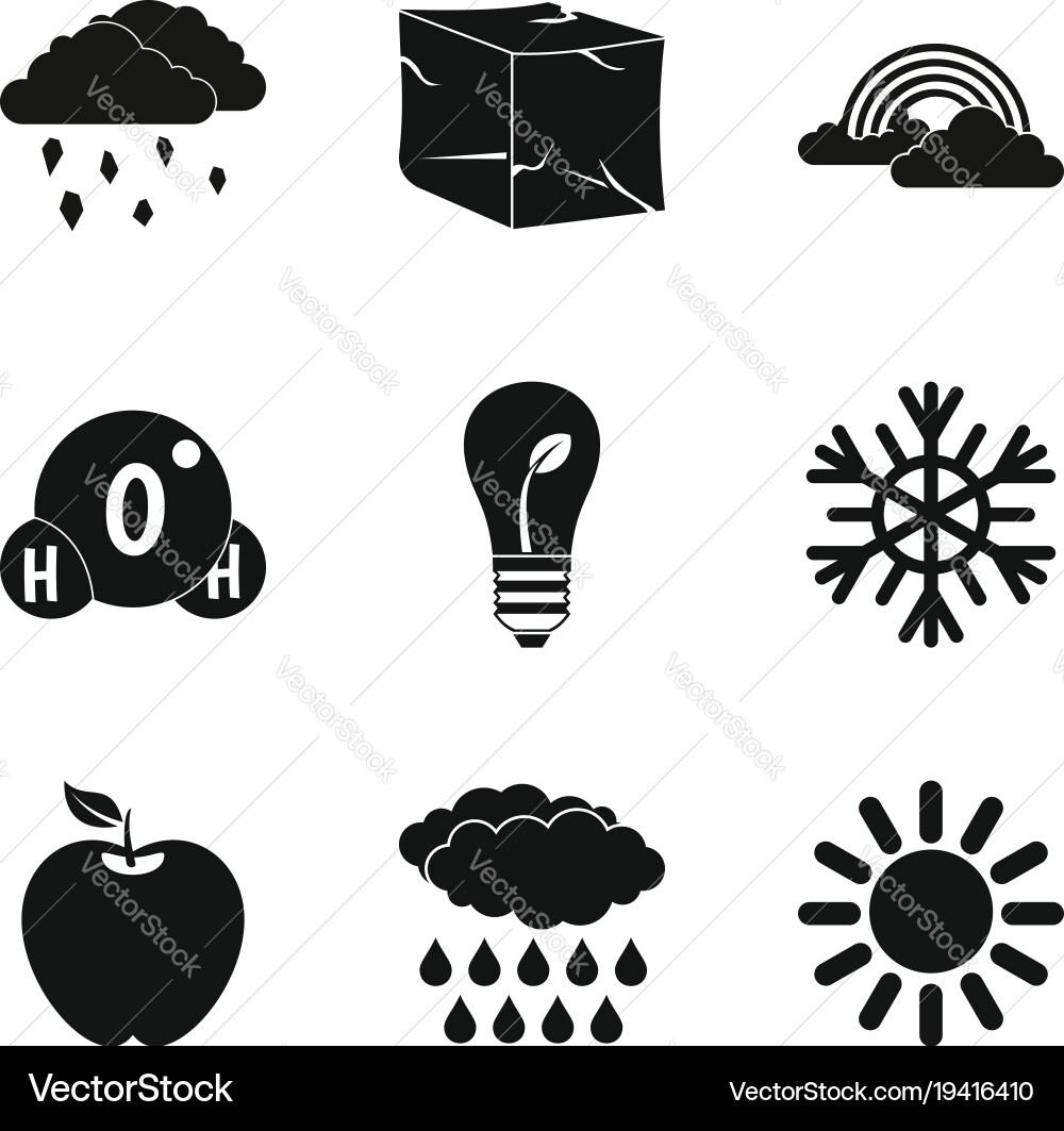Problem of the earth icons set simple style vector image