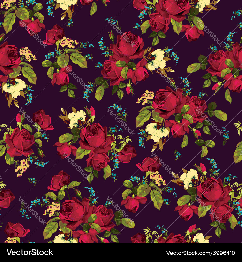Red Rose Floral Pattern vector image