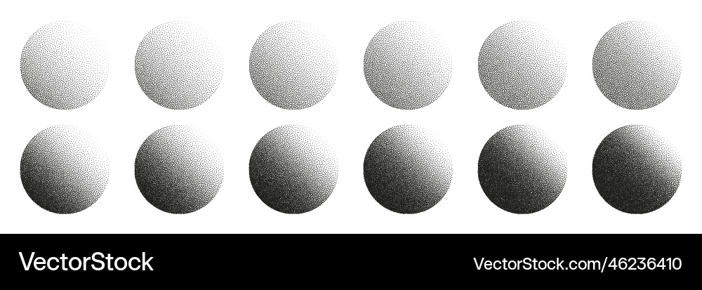 Round shaped dotted objects stipple elements Round shaped dotted objects stipple elements vector image