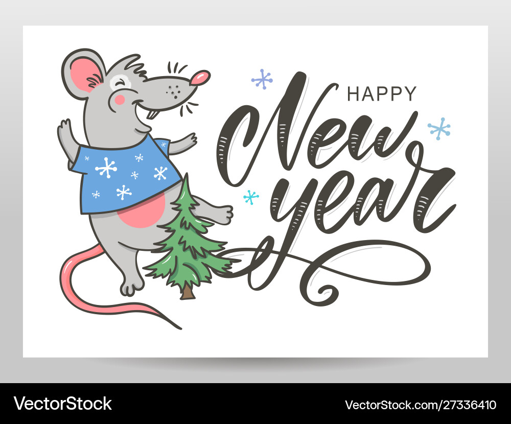 Template image happy new year party with rat Template image happy new year party with rat vector image