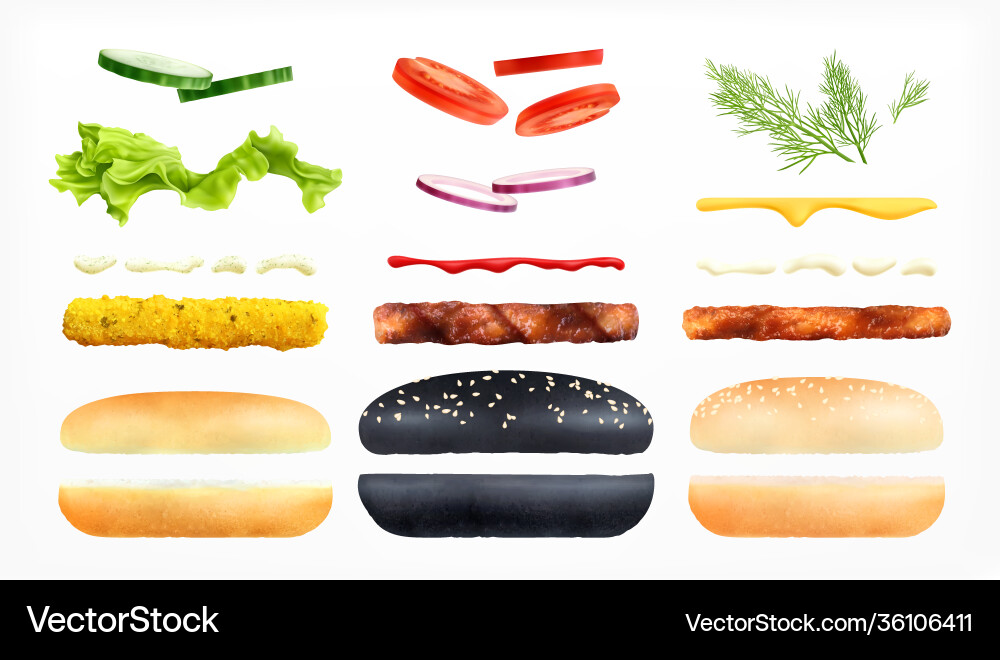 Burger constructor icons collection Burger constructor icons collection vector image