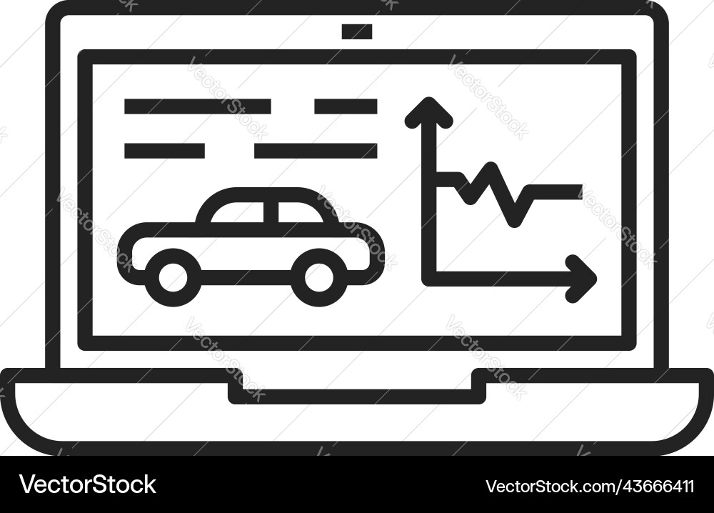 Car computer diagnostics auto service line icon vector image