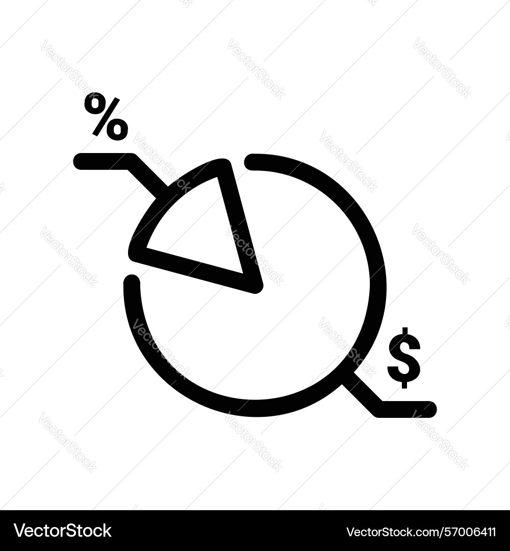 Data visualization icon with a pie chart percent vector image