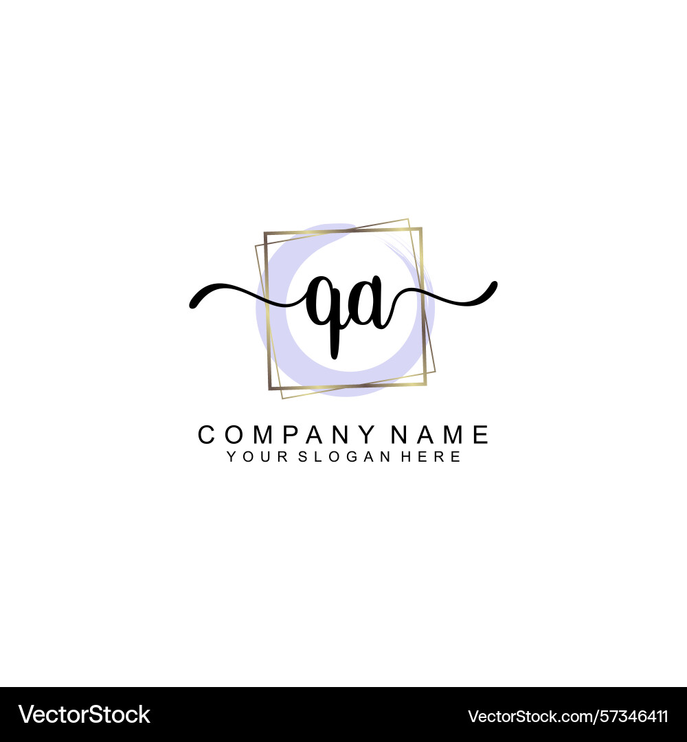 Feminine handwritten qa logo with elegant frame Vector Image