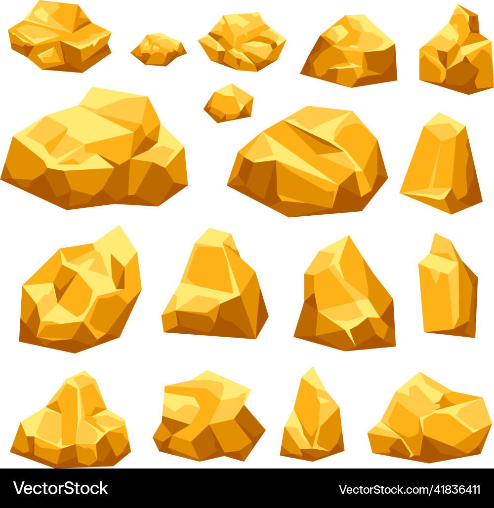 Gold stone mining game elements concept Royalty Free Vector