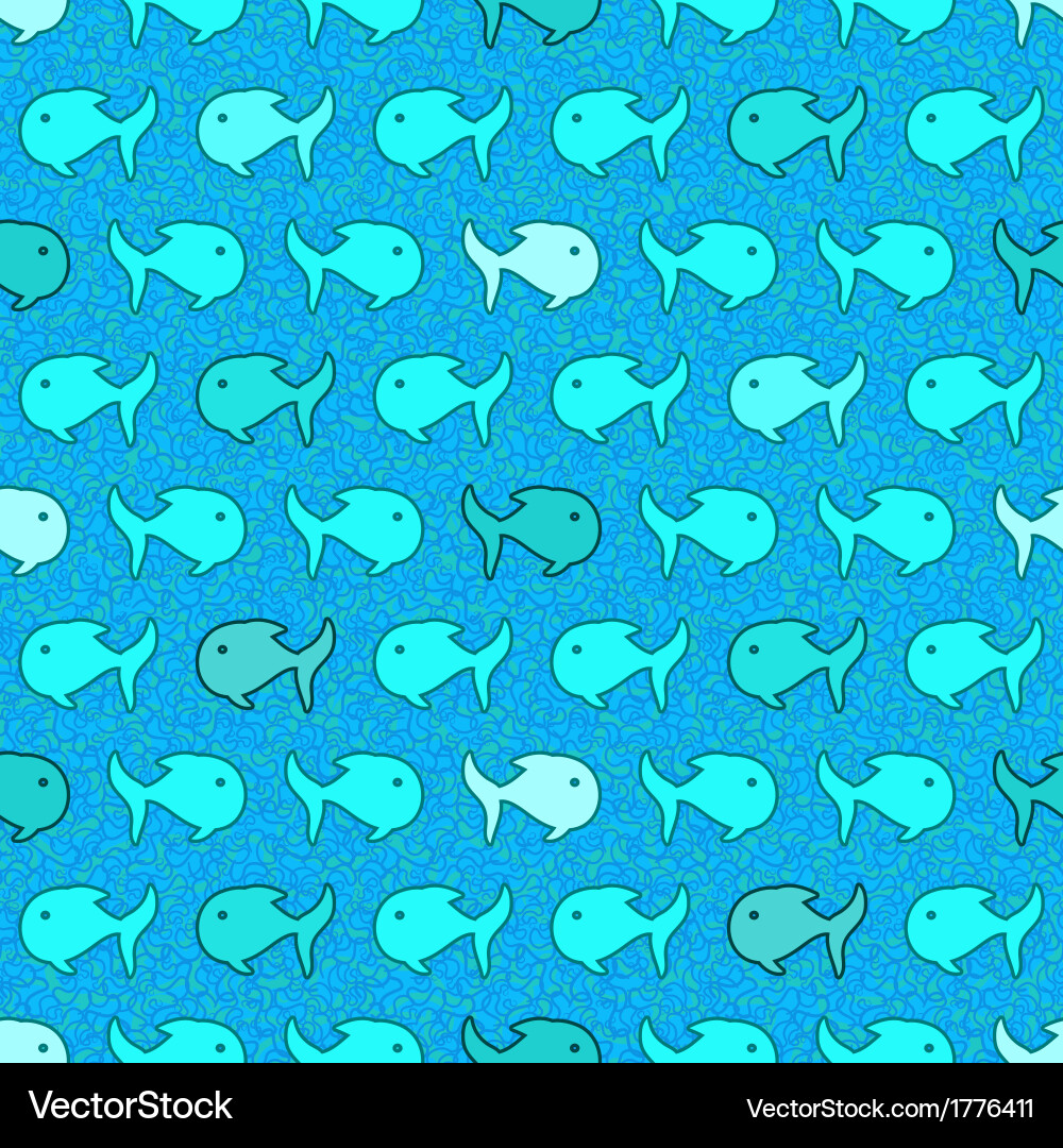 Seamless abstract pattern with cyan and blue fish vector image